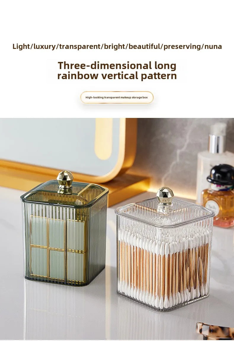 Transparent cotton storage box desktop dresser lipstick makeup box household dust-proof cotton swab miscellaneous storage box