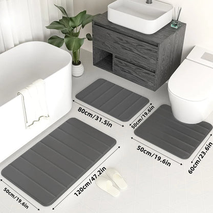 Ensemble de 3 tapis de salle de bain doux, absorbant, en mousse à mémoire de forme, séchage rapide, antidérapant, pour cuisine, salle de douche, paillasson, tapis de sol pour toilettes