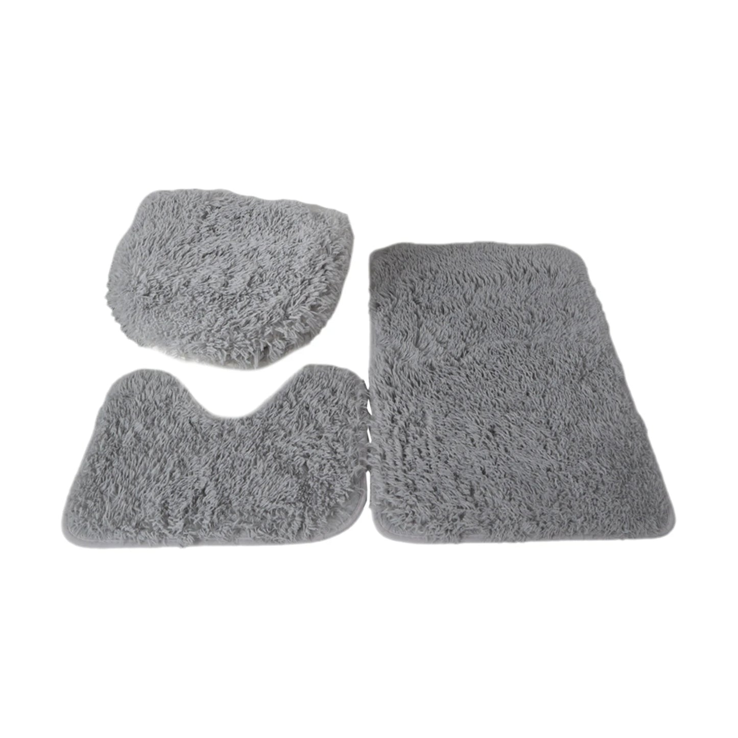Ensemble de 3 tapis de bain pour salle de bain avec housse d'abattant de toilette absorbante Ensemble de toilette absorbant trois pièces pour douche et sol de salle de bain