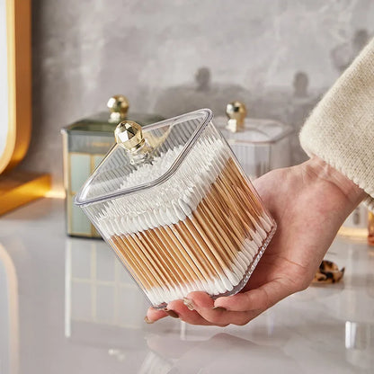 Transparent cotton storage box desktop dresser lipstick makeup box household dust-proof cotton swab  miscellaneous storage box