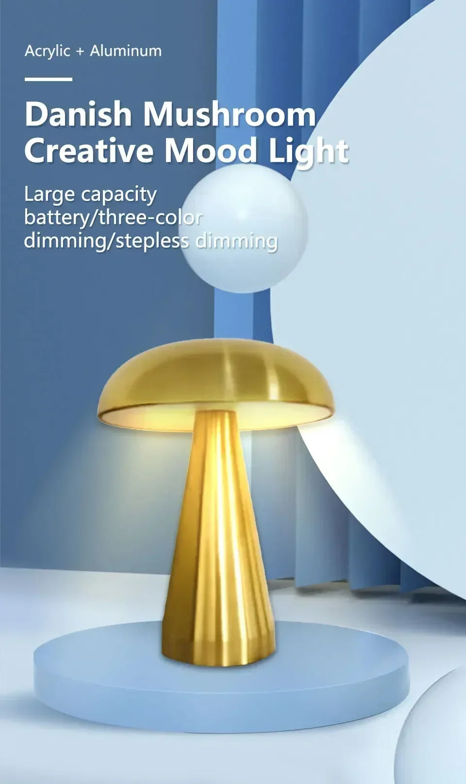 Retro Mushroom LED Table Lamp Touch Sensor Bedside Lamp Rechargeable Reading Lights For Bedroom Restaurant Bar Decor Lighting