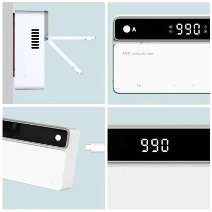 Porte-brosse à dents UV rechargeable, séchage rapide, stérilisateur de rangement pour rasoir, avec écran LED, accessoires de salle de bain