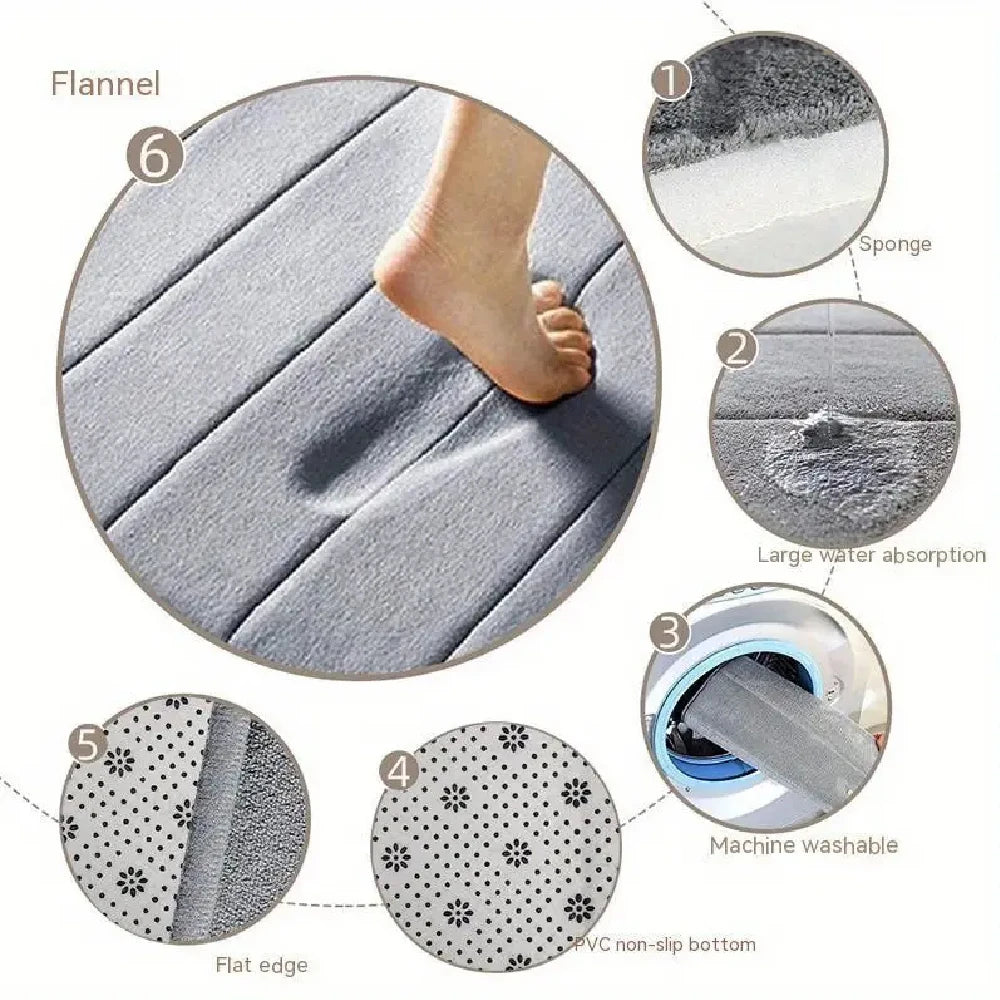 Ensemble de 3 tapis de salle de bain doux, absorbant, en mousse à mémoire de forme, séchage rapide, antidérapant, pour cuisine, salle de douche, paillasson, tapis de sol pour toilettes