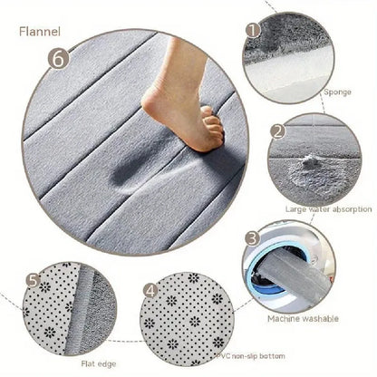 Ensemble de 3 tapis de salle de bain doux, absorbant, en mousse à mémoire de forme, séchage rapide, antidérapant, pour cuisine, salle de douche, paillasson, tapis de sol pour toilettes
