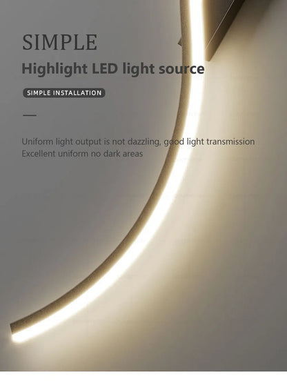 Modern LED Wall Lamp Minimalist Led Light Bedroom Bedside Long Strip Wall Sconces Living Room Sofa Home Indoor Lighting Fixture