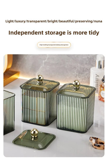Transparent cotton storage box desktop dresser lipstick makeup box household dust-proof cotton swab  miscellaneous storage box