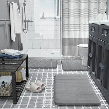 Ensemble de 3 tapis de salle de bain doux, absorbant, en mousse à mémoire de forme, séchage rapide, antidérapant, pour cuisine, salle de douche, paillasson, tapis de sol pour toilettes