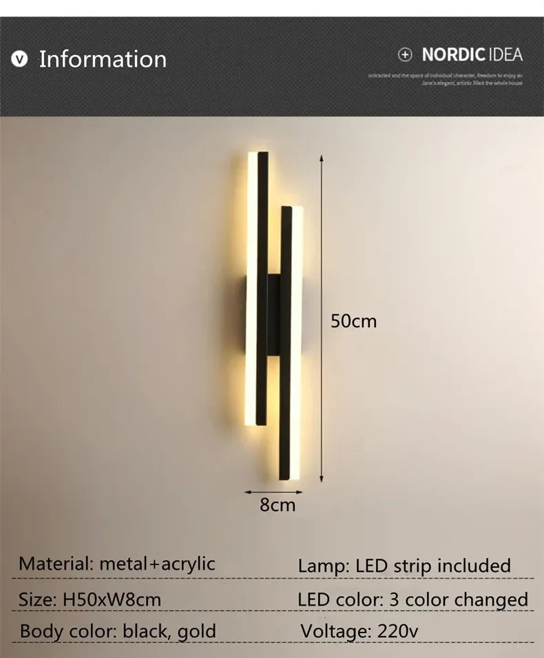 Applique murale LED moderne, tube en cuivre, abat-jour en acrylique, éclairage d'intérieur pour salon, couloir