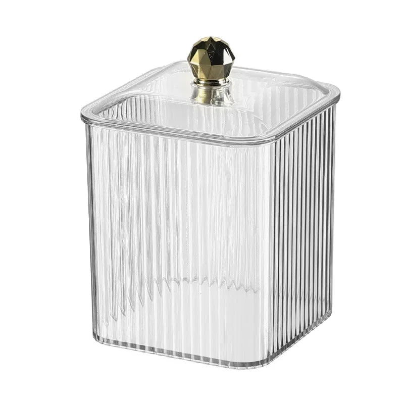 Transparent cotton storage box desktop dresser lipstick makeup box household dust-proof cotton swab  miscellaneous storage box