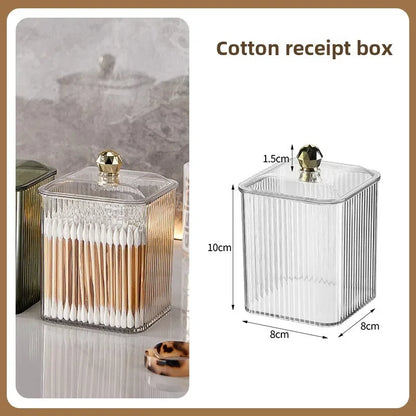 Transparent cotton storage box desktop dresser lipstick makeup box household dust-proof cotton swab  miscellaneous storage box