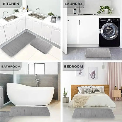 Ensemble de 3 tapis de salle de bain doux, absorbant, en mousse à mémoire de forme, séchage rapide, antidérapant, pour cuisine, salle de douche, paillasson, tapis de sol pour toilettes