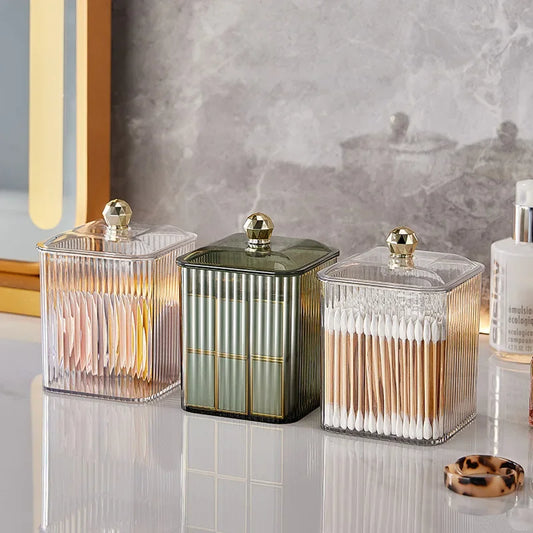 Transparent cotton storage box desktop dresser lipstick makeup box household dust-proof cotton swab  miscellaneous storage box