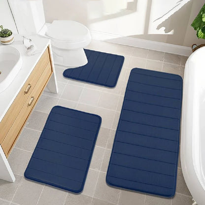 Ensemble de 3 tapis de salle de bain doux, absorbant, en mousse à mémoire de forme, séchage rapide, antidérapant, pour cuisine, salle de douche, paillasson, tapis de sol pour toilettes