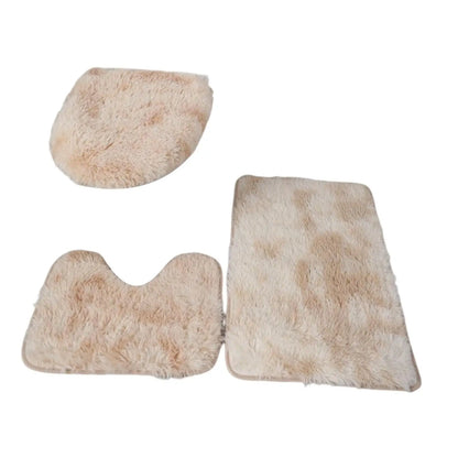Ensemble de 3 tapis de bain pour salle de bain avec housse d'abattant de toilette absorbante Ensemble de toilette absorbant trois pièces pour douche et sol de salle de bain