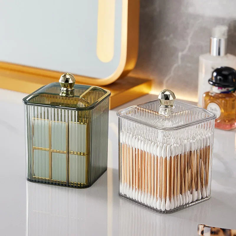 Transparent cotton storage box desktop dresser lipstick makeup box household dust-proof cotton swab  miscellaneous storage box