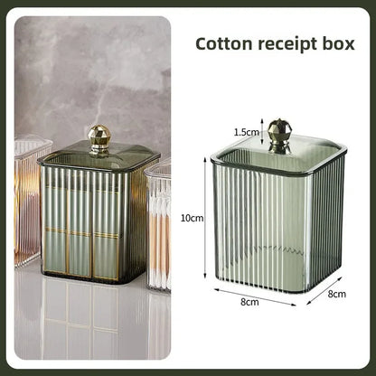Transparent cotton storage box desktop dresser lipstick makeup box household dust-proof cotton swab  miscellaneous storage box