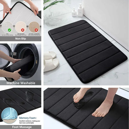 Lot de 3 tapis de bain antidérapants en mousse à mémoire de forme, doux, absorbants, séchage rapide, lavables en machine, pour la maison