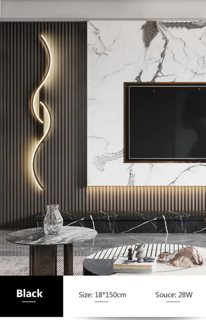 Modern LED Wall Lamp Minimalist Led Light Bedroom Bedside Long Strip Wall Sconces Living Room Sofa Home Indoor Lighting Fixture