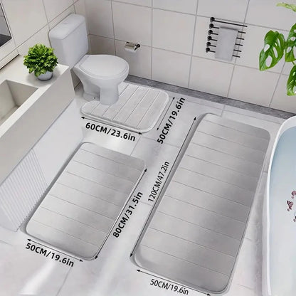 Ensemble de 3 tapis de salle de bain doux, absorbant, en mousse à mémoire de forme, séchage rapide, antidérapant, pour cuisine, salle de douche, paillasson, tapis de sol pour toilettes