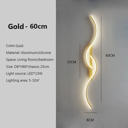 Modern LED Wall Lamp Minimalist Led Light Bedroom Bedside Long Strip Wall Sconces Living Room Sofa Home Indoor Lighting Fixture