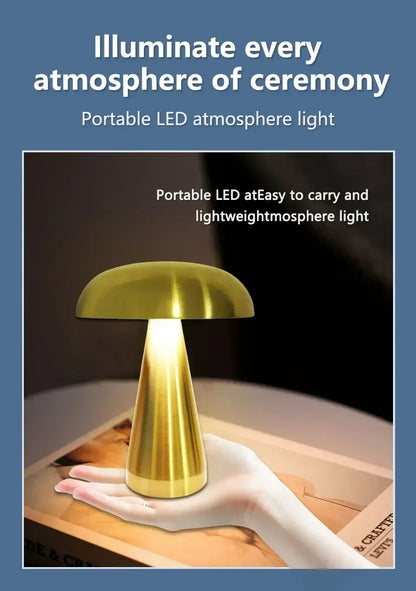 Retro Mushroom LED Table Lamp Touch Sensor Bedside Lamp Rechargeable Reading Lights For Bedroom Restaurant Bar Decor Lighting