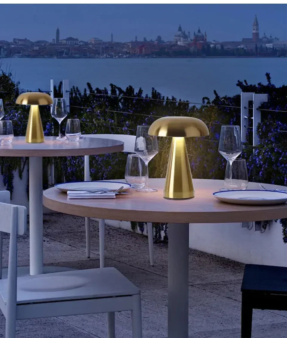 Retro Mushroom LED Table Lamp Touch Sensor Bedside Lamp Rechargeable Reading Lights For Bedroom Restaurant Bar Decor Lighting