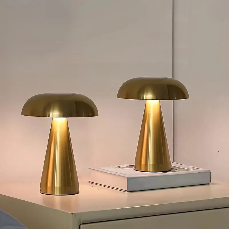 Retro Mushroom LED Table Lamp Touch Sensor Bedside Lamp Rechargeable Reading Lights For Bedroom Restaurant Bar Decor Lighting