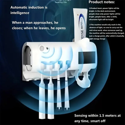 Porte-brosse à dents multifonction, stérilisation UV par induction, support automatique pour dentifrice, brosse à dents électrique