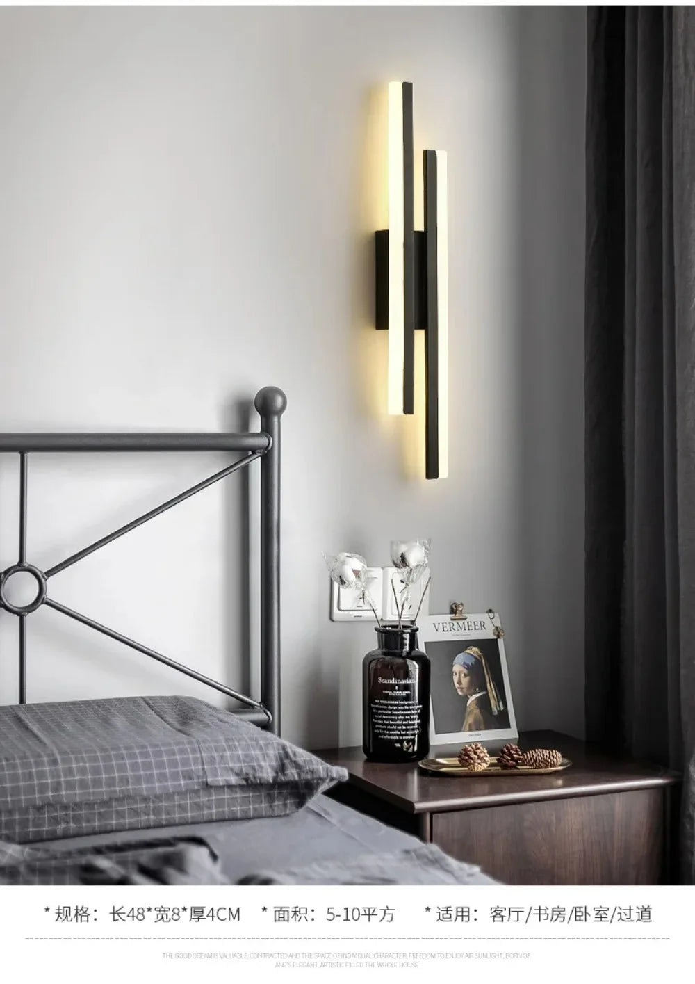 Applique murale LED moderne, tube en cuivre, abat-jour en acrylique, éclairage d'intérieur pour salon, couloir