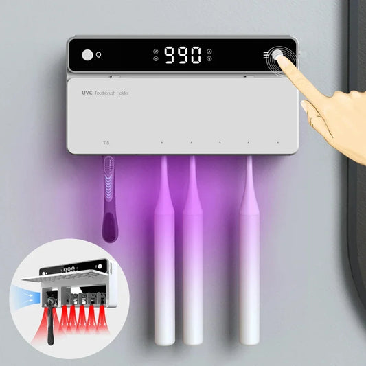 Porte-brosse à dents UV rechargeable, séchage rapide, stérilisateur de rangement pour rasoir, avec écran LED, accessoires de salle de bain