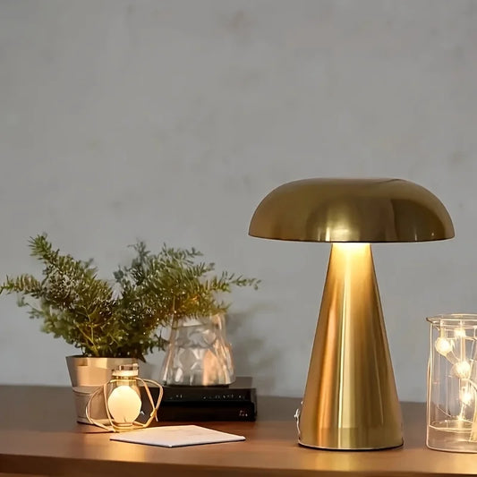 Retro Mushroom LED Table Lamp Touch Sensor Bedside Lamp Rechargeable Reading Lights For Bedroom Restaurant Bar Decor Lighting