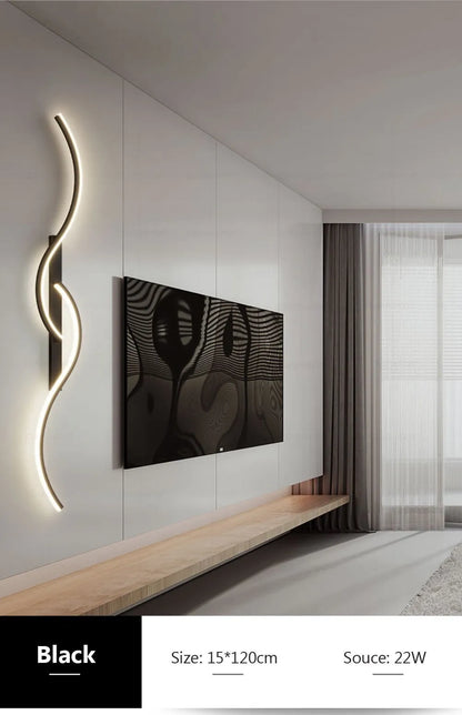 Modern LED Wall Lamp Minimalist Led Light Bedroom Bedside Long Strip Wall Sconces Living Room Sofa Home Indoor Lighting Fixture
