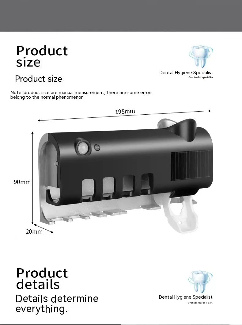 Porte-brosse à dents multifonction, stérilisation UV par induction, support automatique pour dentifrice, brosse à dents électrique