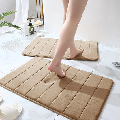 Lot de 3 tapis de bain antidérapants en mousse à mémoire de forme, doux, absorbants, séchage rapide, lavables en machine, pour la maison