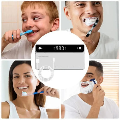 Porte-brosse à dents UV rechargeable, séchage rapide, stérilisateur de rangement pour rasoir, avec écran LED, accessoires de salle de bain