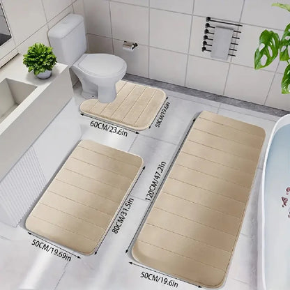 Ensemble de 3 tapis de salle de bain doux, absorbant, en mousse à mémoire de forme, séchage rapide, antidérapant, pour cuisine, salle de douche, paillasson, tapis de sol pour toilettes